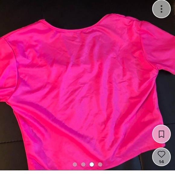 Fun hot pink spandex crop top “Eye Candy” - Picture 3 of 4
